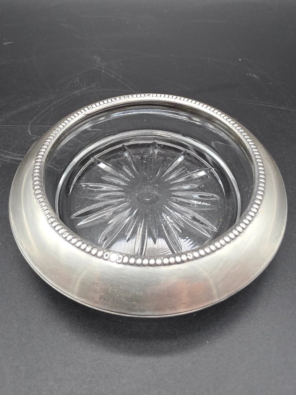 Frank M Whitington & Co Sterling 04 Silver & Glass Coaster